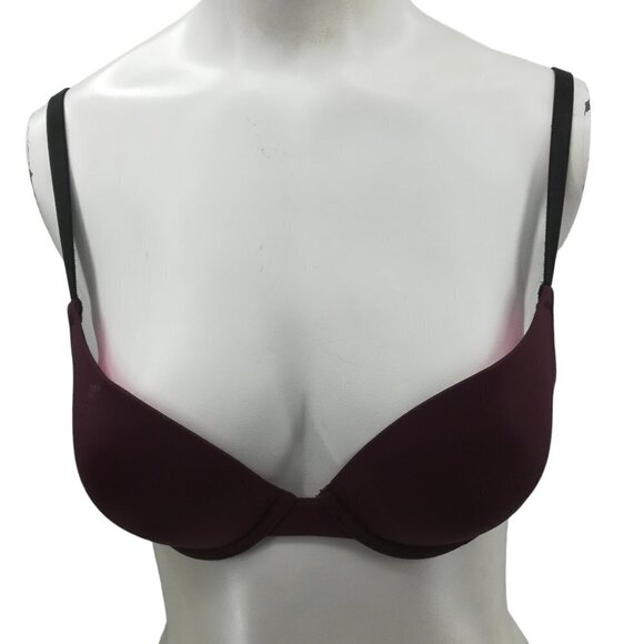 Victorias Secret PINK Pushup Underwire Multiway Bra Size 32C Plum Demi Padded - Picture 4 of 10
